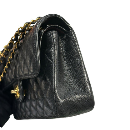 Used CHANEL Caviar Quilted CF23 Chain Shoulder Bag Black Gold