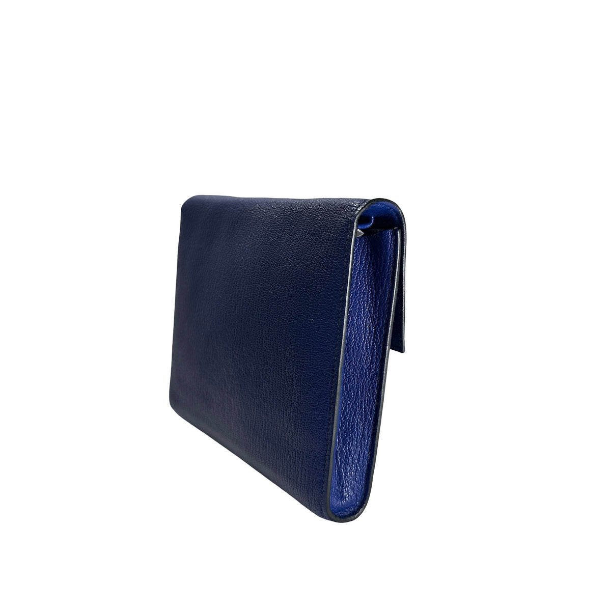 Used HERMES Chevre Clic 16 Crossbody Bag Blue，PHW