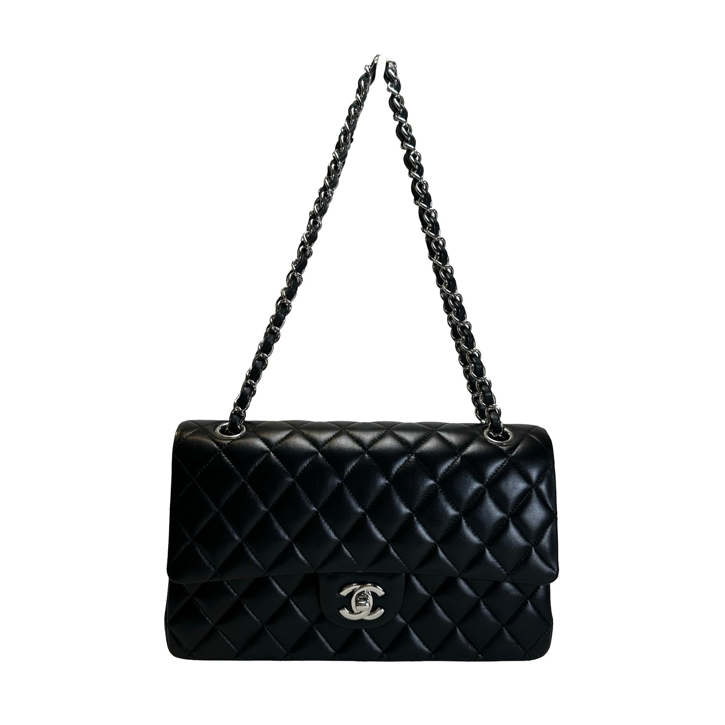 Used CHANEL Quilted Leather Classic Flap Shoulder Bag Black