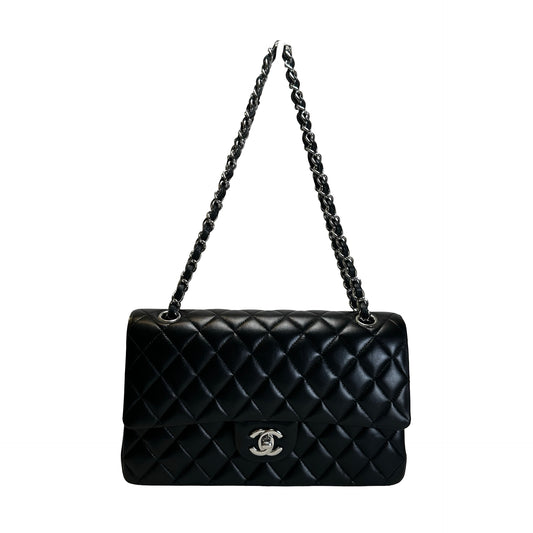 Used CHANEL Quilted Leather Classic Flap Shoulder Bag Black