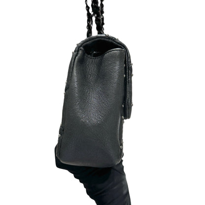 Used CHANEL Lambskin Leather Flap Shoulder Bag Black