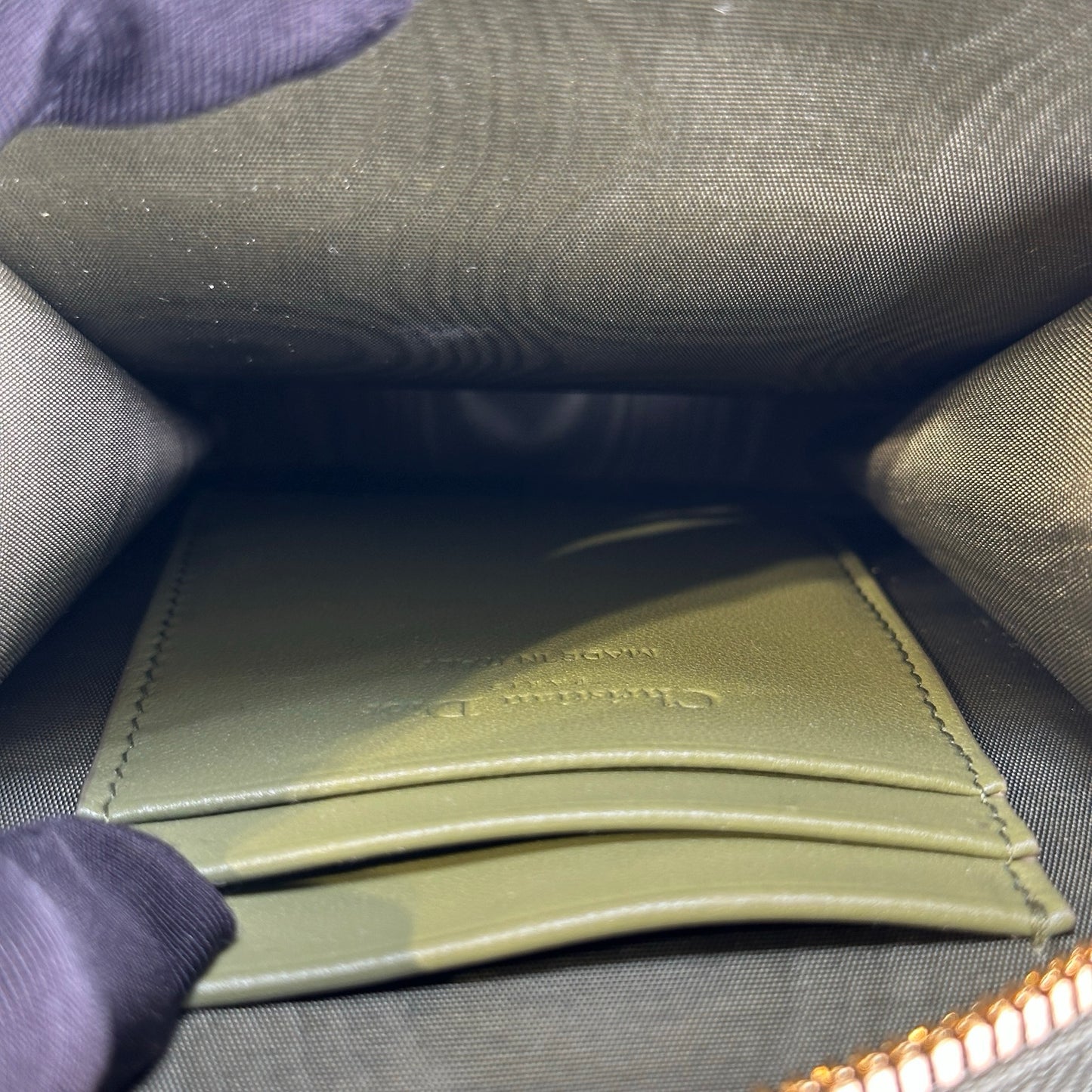 Used DIOR Cannage Cannage Pouch Green GHW