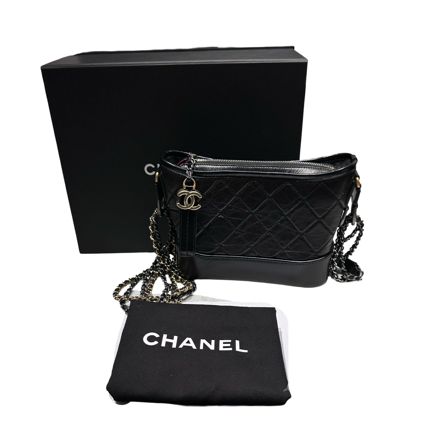 Used CHANEL Gabrielle small Chain Shoulder Bag Black PHW