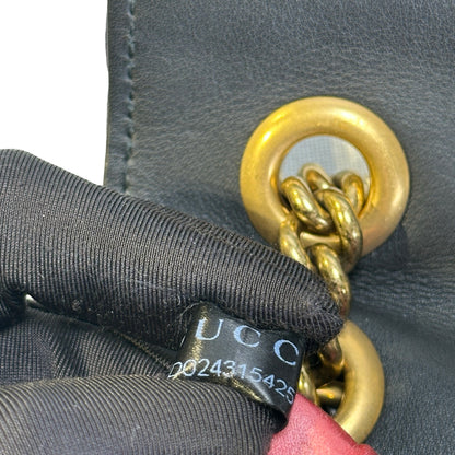 Used GUCCI Chevron Velvet GG Marmont Shoulder Bag Black