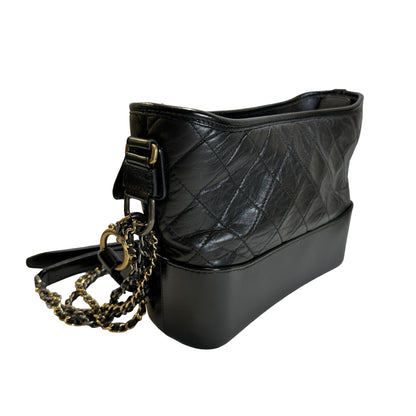 Used CHANEL Quilted Calfskin Gabrielle Hobo Shoulder Bag Black