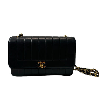 Used Chanel Lambskin Leather Cf Flap Vintage Shoulder Bag Black GHW