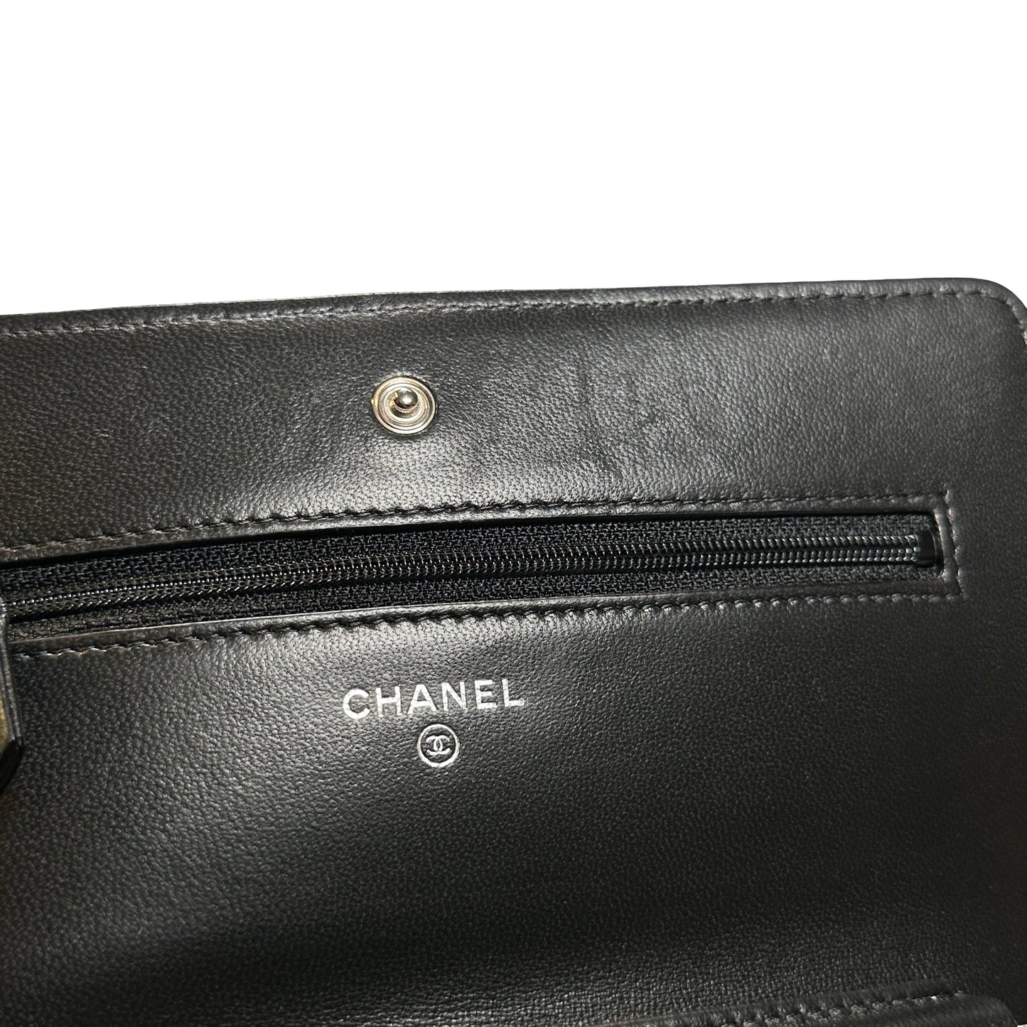 Used CHANEL LAMBSKIN WOC Crossbody Bag BLACK PHW