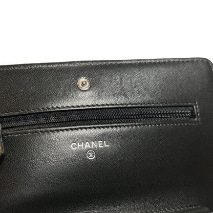 Used CHANEL LAMBSKIN WOC Crossbody Bag BLACK PHW