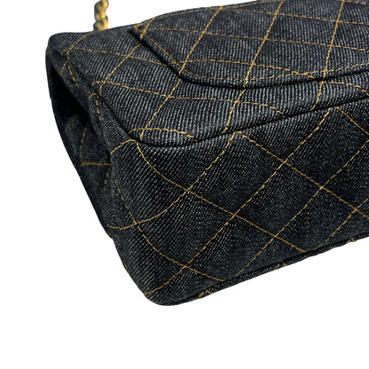 Unused Chanel Denim 20 Mini Flap Shoulder Bag Navy Blue GHW