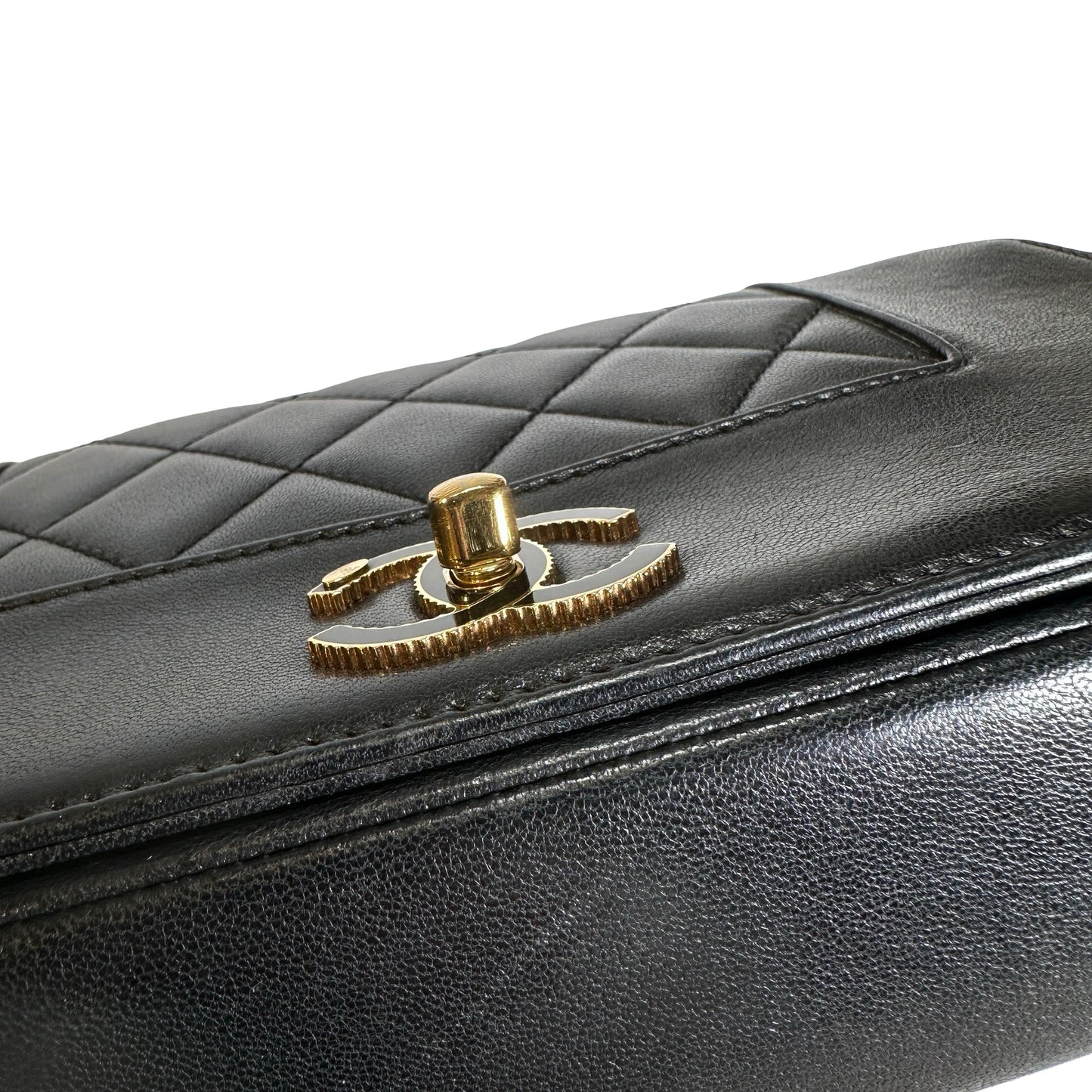 Used CHANEL Quilted Caviar Diana Flap Chain Shoulder Bag Black GHW