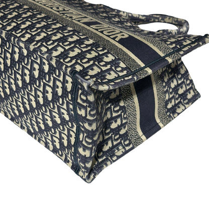 Used DIOR Canvas Used Dior Canvas Book Tote Tote Navy Blue Tote Bag Navy Blue