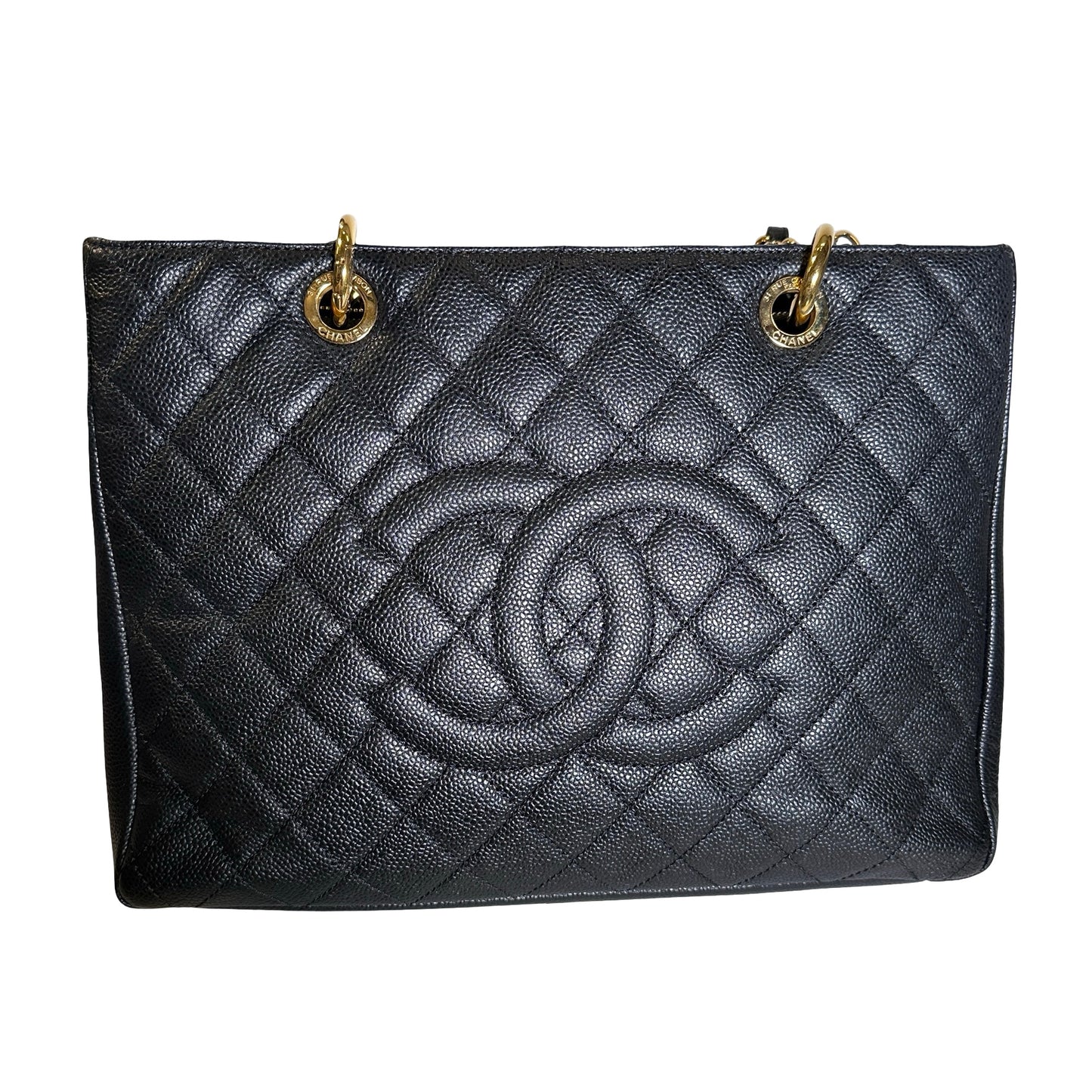 Used Chanel Caviar Leather GST Tote Bag Black GHW