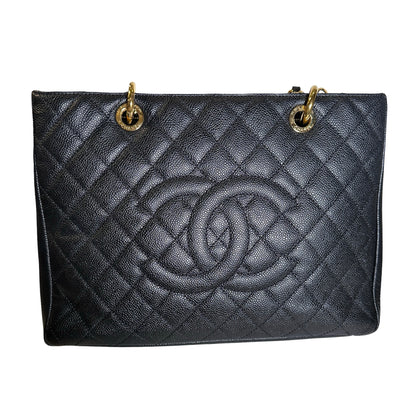 Used Chanel Caviar Leather GST Tote Bag Black GHW