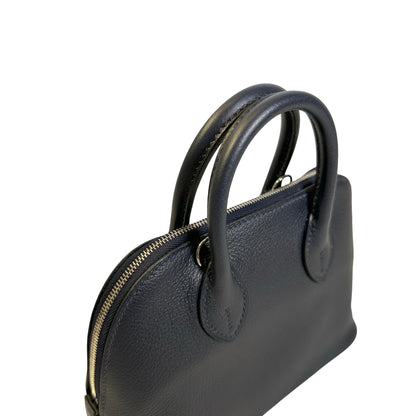Used HERMES Leather Bolide Handbag Navy PHW