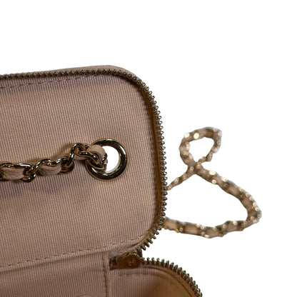 Used CHANEL Caviar Quilted Mini Vanity with Classic Chain Vanity case Beige Light Pink
