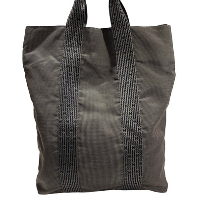 Used HERMES Canvas Herline Tote Tote Bag Grey