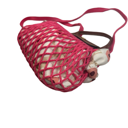 Used LONGCHAMP Netting Le Pliage Filet Cross body bag Pink Brown