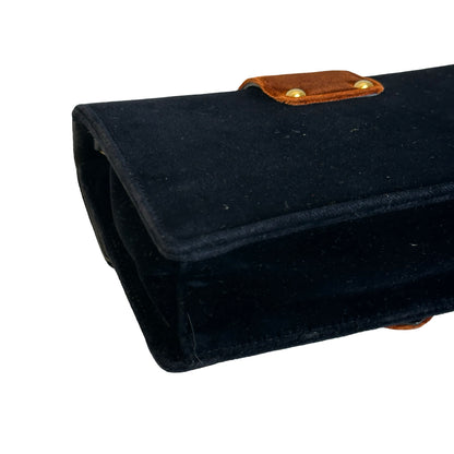 Used PRADA Velvet Velvet Buckle Bag Handbag Black Brown