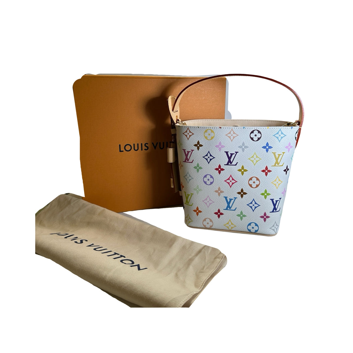 LOUIS VUITTON Monogram Multicolor All in BB Bucket Bag White Multicolor