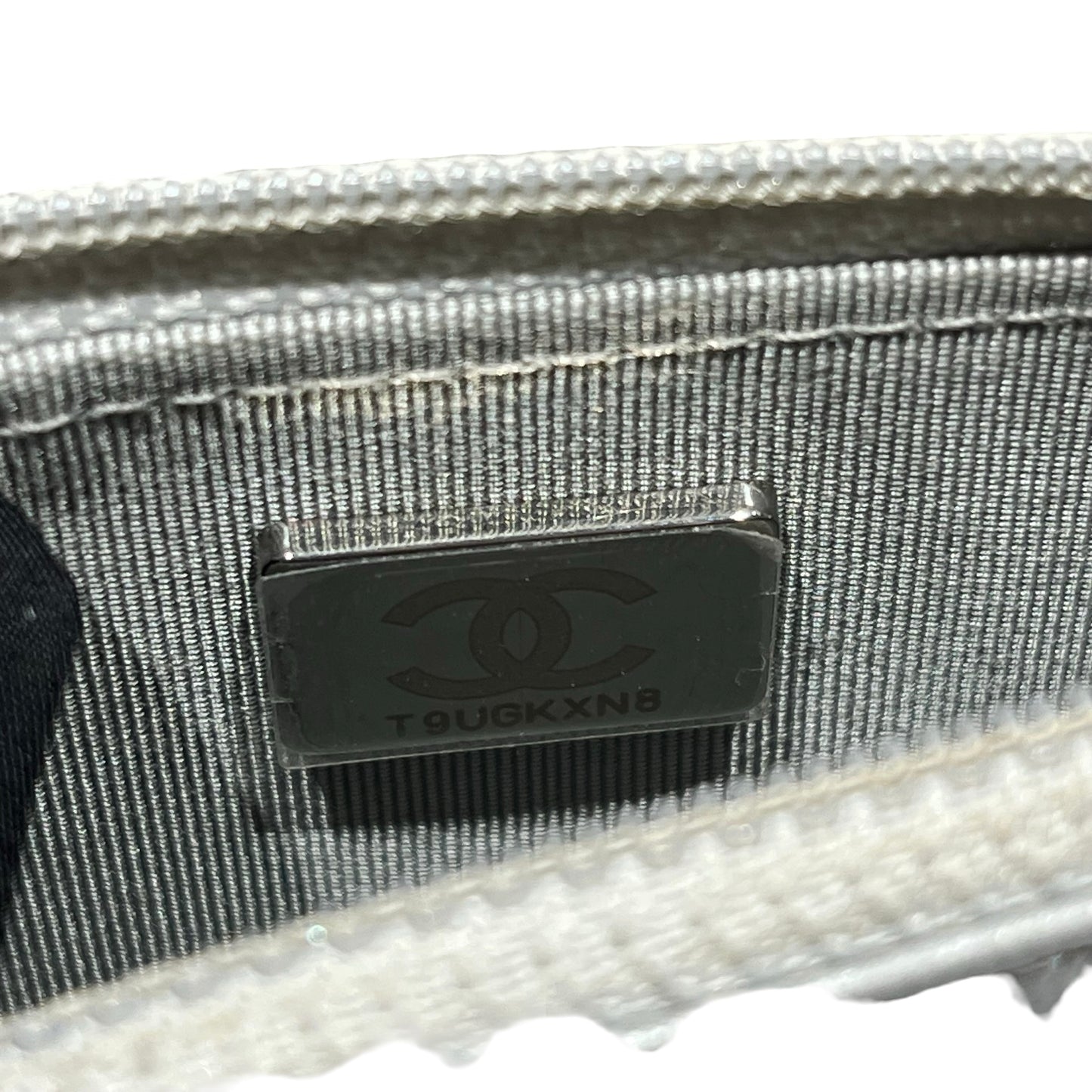 Used CHANEL Calfskin Leather 2.55 WOC Cross Body Bag Grey PHW