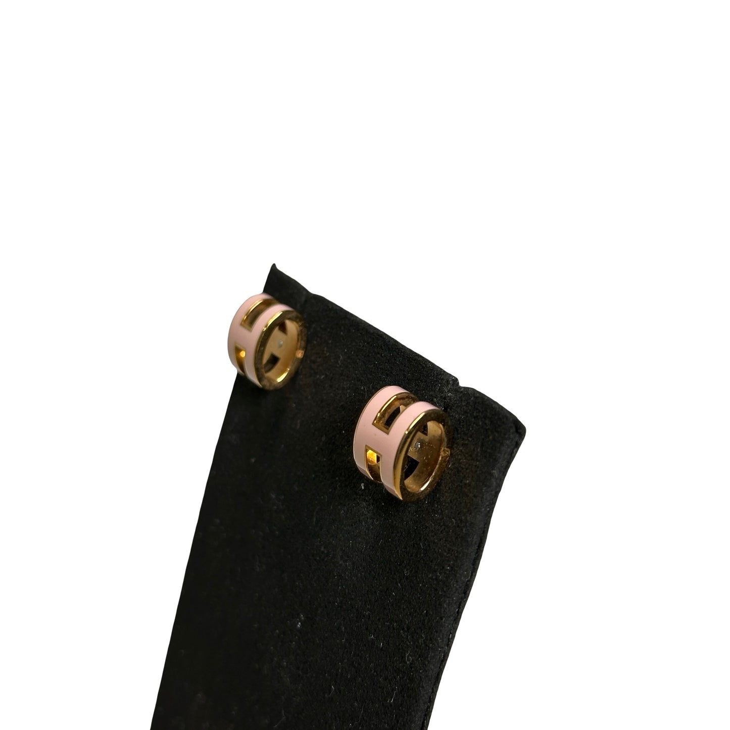 Used HERMES Gold Plating Pink Earrings Earrings Pink