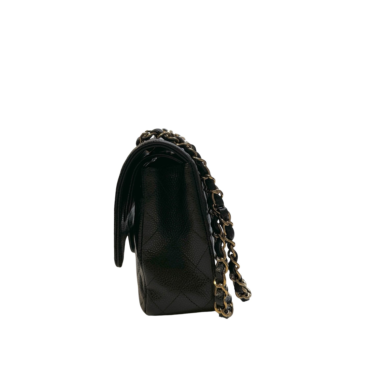 Used CHANEL Calfskin CF 25 Chain Shoulder Bag Black GHW