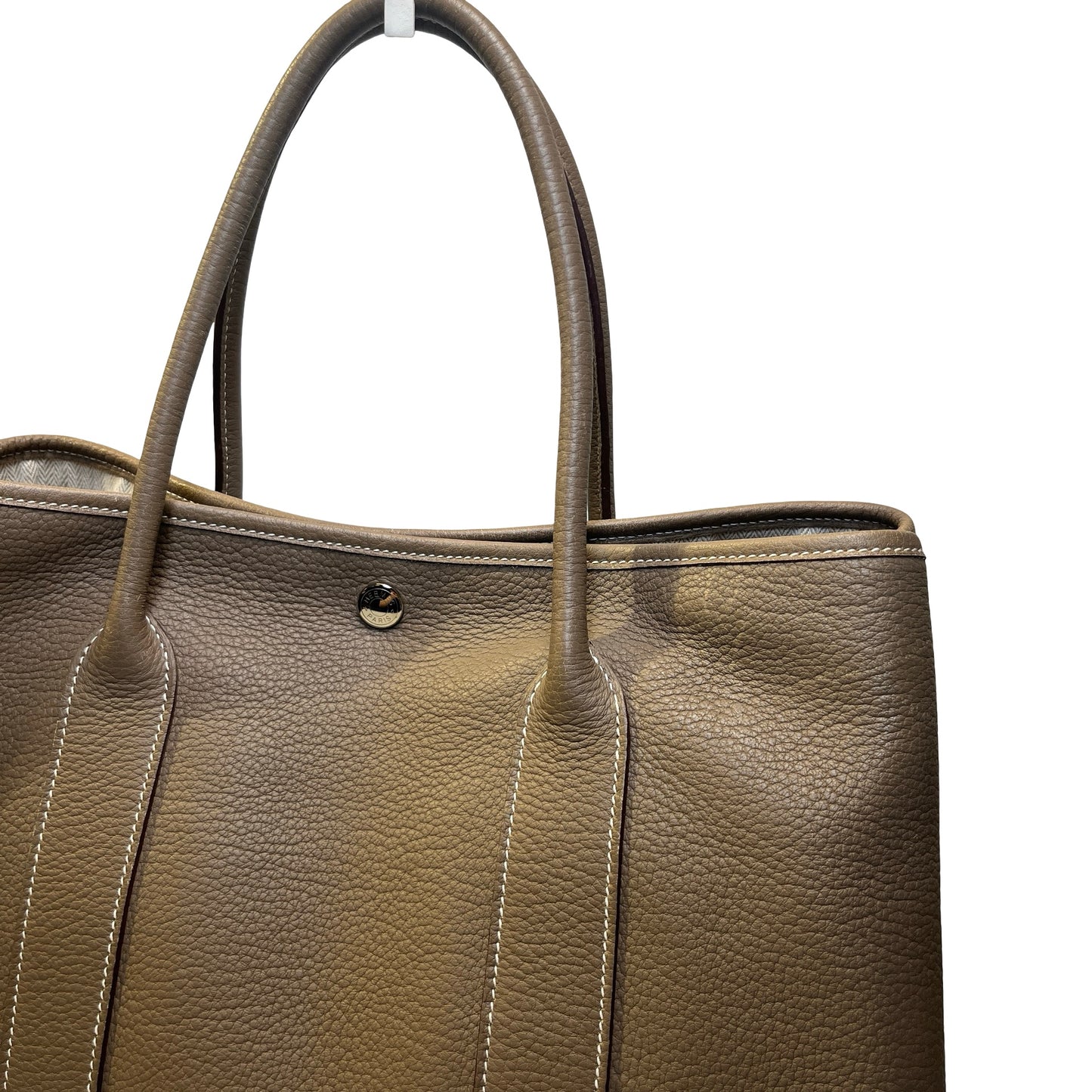 Used HERMES Leather Garden Party Tote Bag Brown