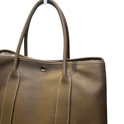 Used HERMES Leather Garden Party Tote Bag Brown