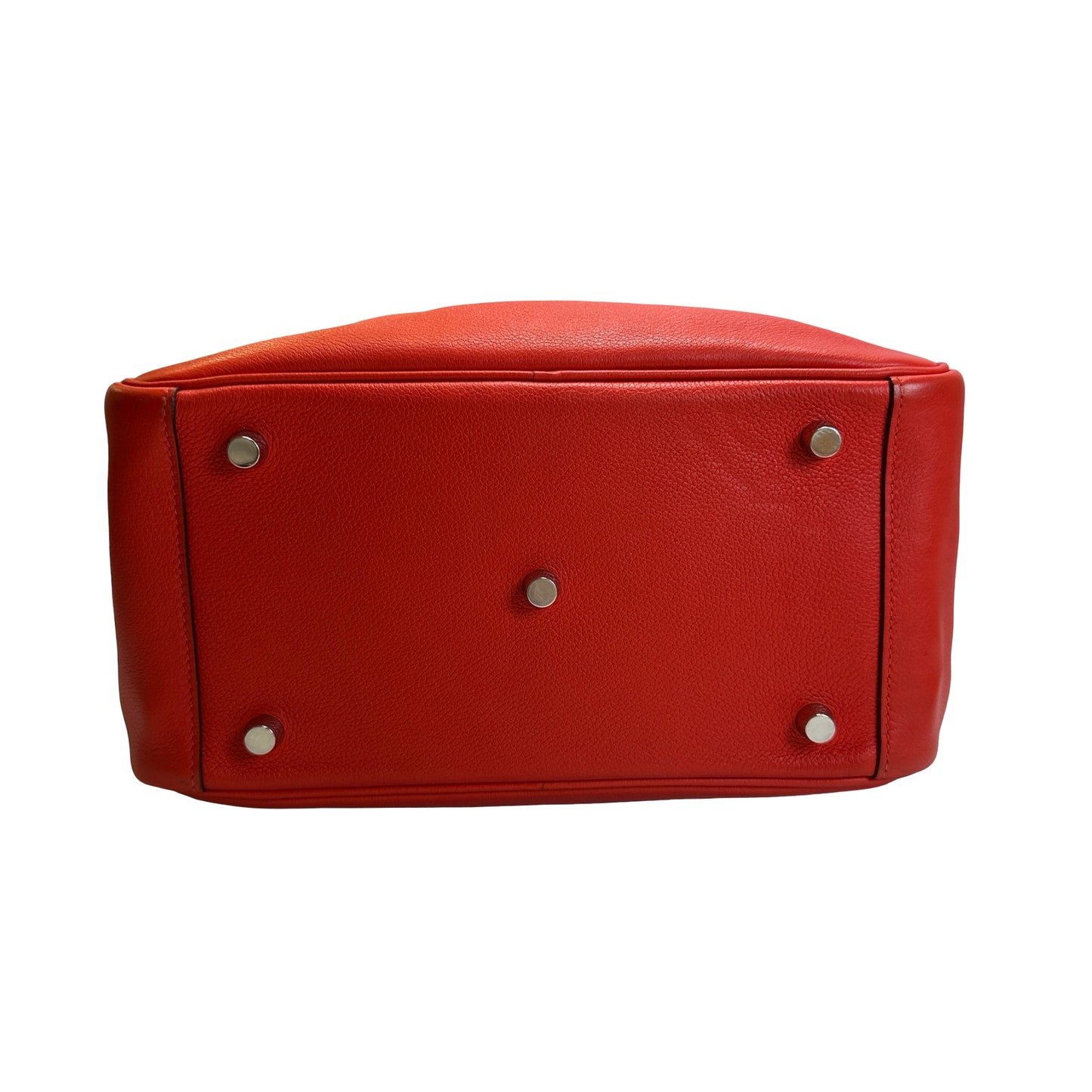 Used HERMES Clemence Lindy 26 Handbag Red PHW
