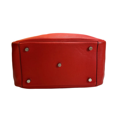 Used HERMES Clemence Lindy 26 Handbag Red PHW