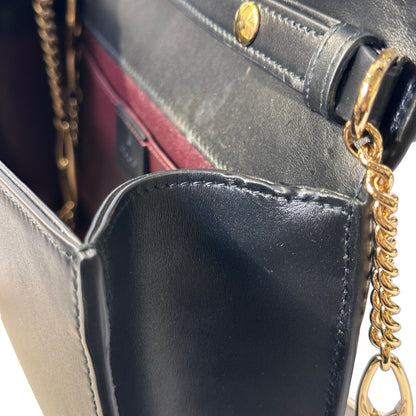 GUCCI Leather Zumi Shoulder Bag Black