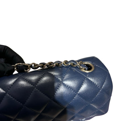 Used Chanel Lambskin Leather MINI FLAP 20 CM Shoulder Bag Navy GHW