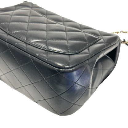 Used CHANEL Lambskin Leather Mini Flap 17cm Cross Body Bag Black GHW