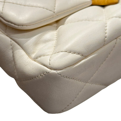 Used CHANEL 23S HEART CLASSIC FLAP Cross Body Bag White GHW