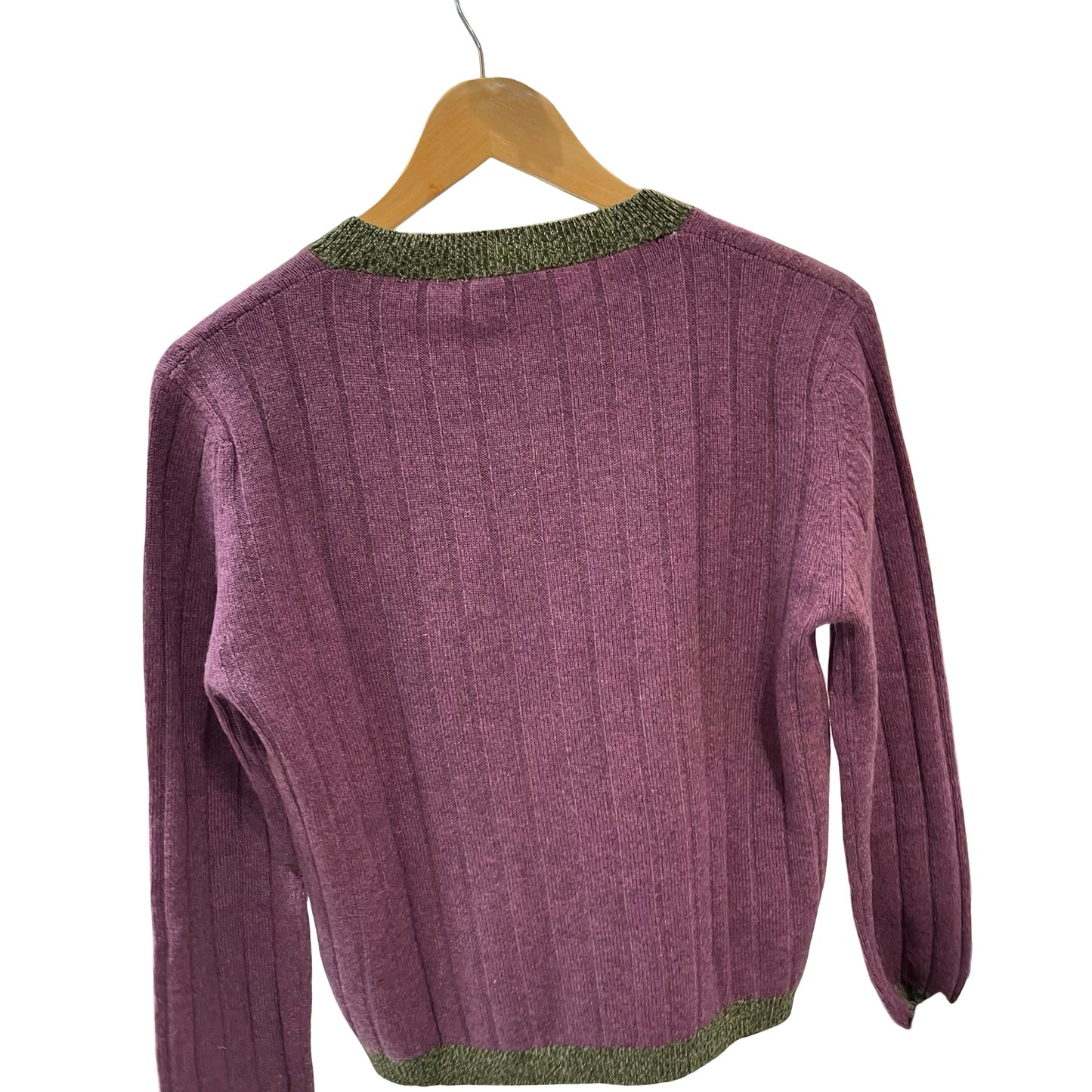 Used CHANEL Cashmere Knit Top Set Clothes Purple Green