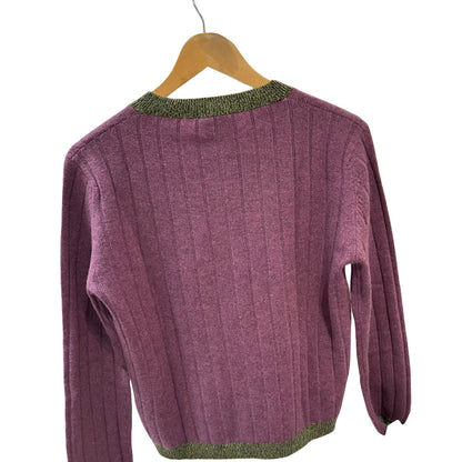 Used CHANEL Cashmere Knit Top Set Clothes Purple Green