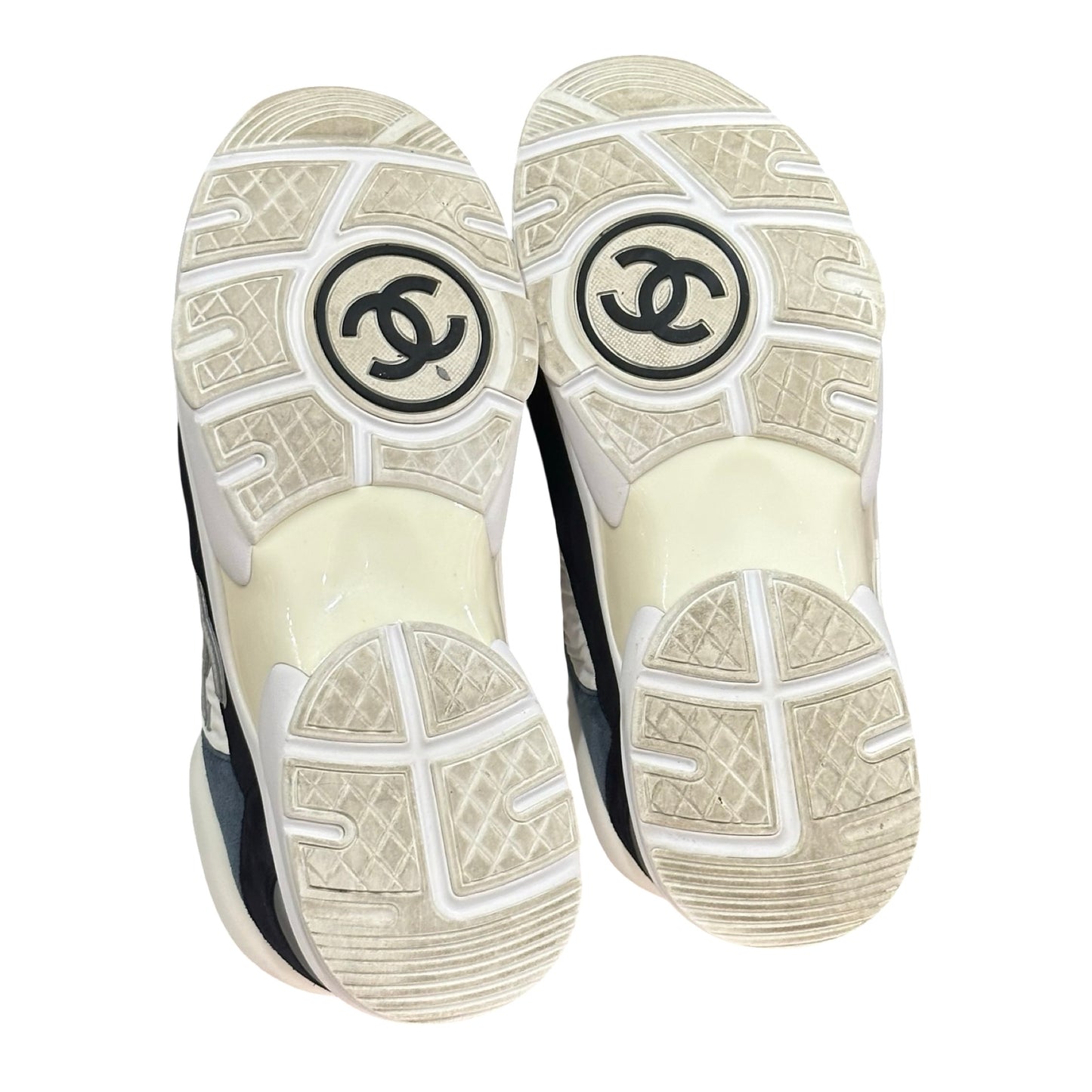 Used CHANEL Low Top Trainers Shoes White Black Grey Orange