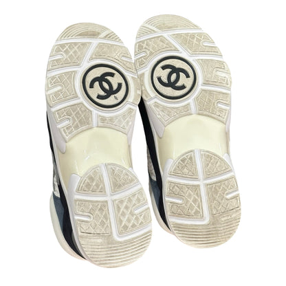 Used CHANEL Low Top Trainers Shoes White Black Grey Orange