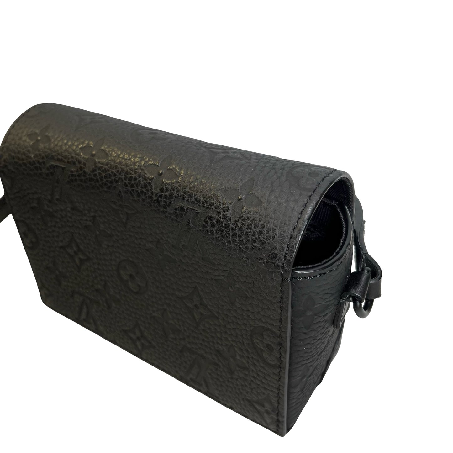 Used LOUIS VUITTON Monogram Taurillon Mini Soft Trunk Crossbody Bag Black