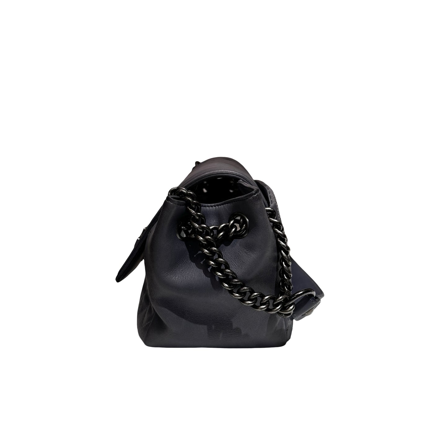 Used CHANEL Boy Shoulder Bag Grey PHW