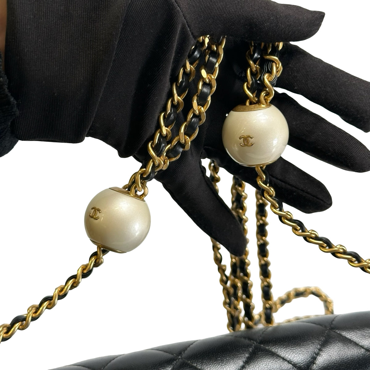 Used CHANEL Quilted Leather Wallet on Chain Wallet on chain Black Gold