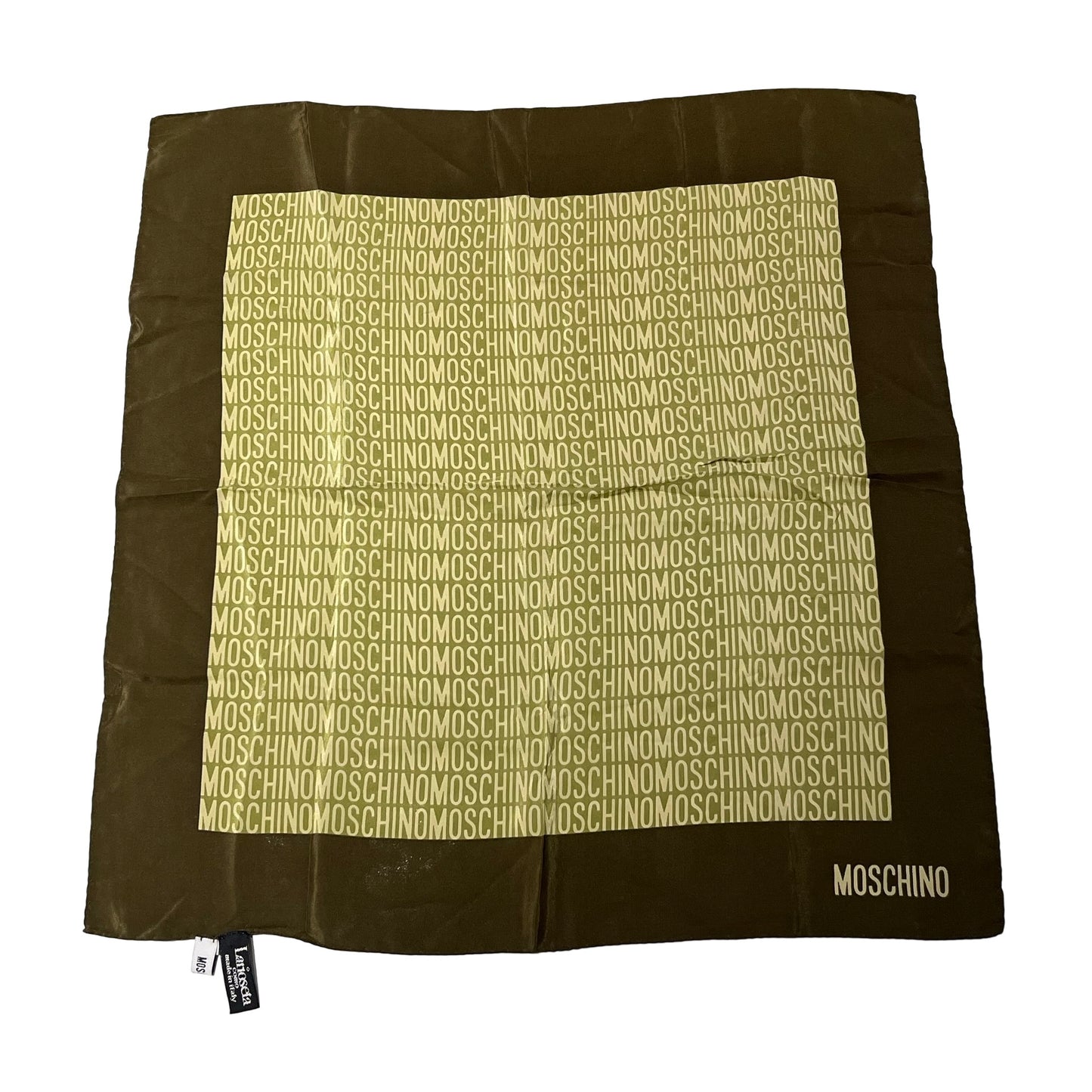 Used MOSCHINO Silk Monogram Square Scarf Green