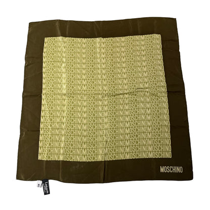 Used MOSCHINO Silk Monogram Square Scarf Green