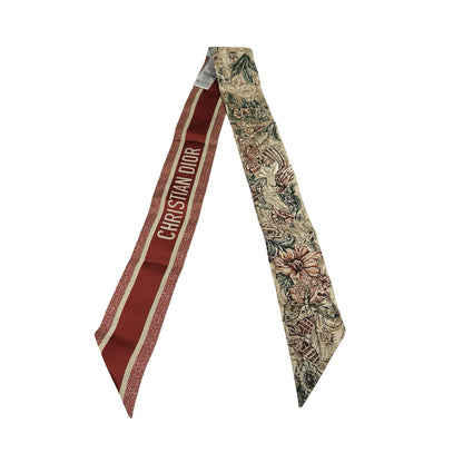 Used DIOR Floral Logo Mitzah Twilly Red Beige Multicolor