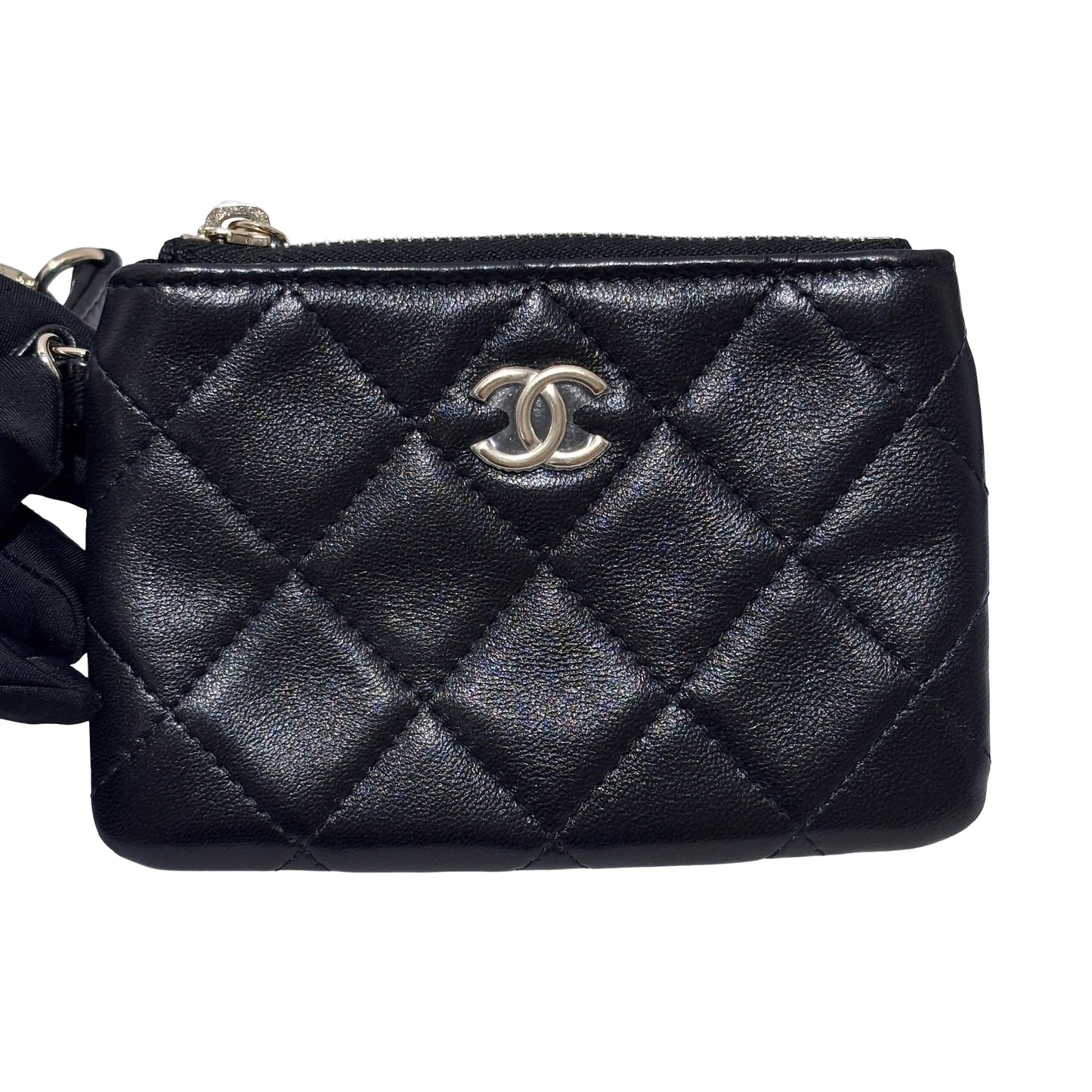 Used CHANEL Mesh 25S Half Moon Clutch Chain Shoulder Bag Black