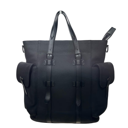 Used LOUIS VUITTON Taurillon Leather Christopher Tote Two Way Shoulder Bag Black