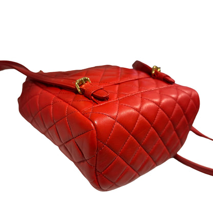 Used CHANEL Lambskin Urban Spirit Backpack Backpack Red