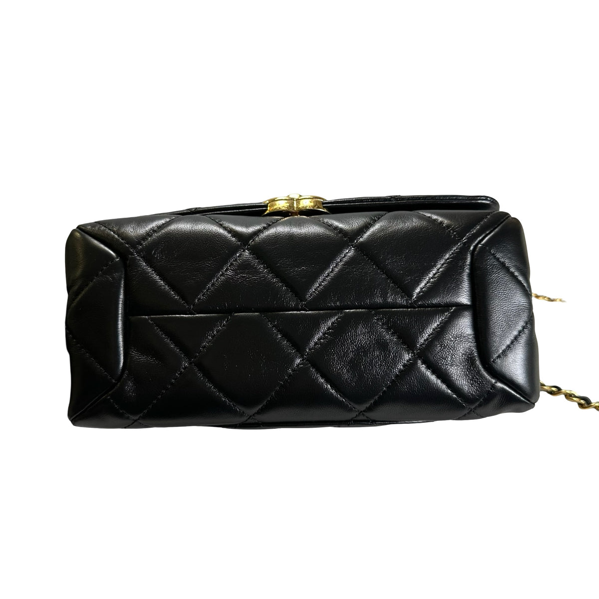Used CHANEL Lambskin 22A Small Color Match Chain shoulder bag Black GHW