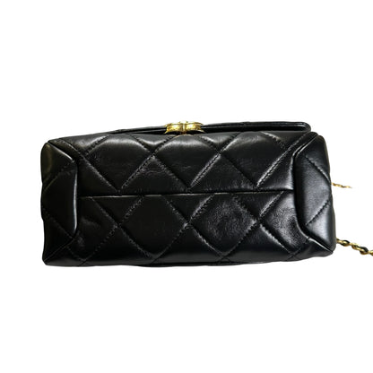 Used CHANEL Lambskin 22A Small Color Match Chain shoulder bag Black GHW