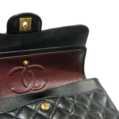 Used CHANEL Caviar Quilted CF23 Chain Shoulder Bag Black Gold